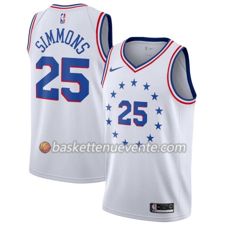 Maillot Basket Philadelphia 76ers Ben Simmons 25 2018-19 Nike Blanc Swingman - Homme